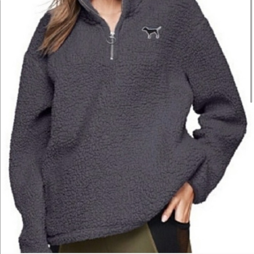 VS PINK Sherpa Boyfriend quarter zip pullover XS